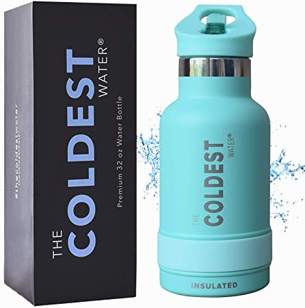 The Coldest Kids Water Bottle - Stainless Steel Bottle with Flip Top Straw Lid 2.0- Black 12 oz