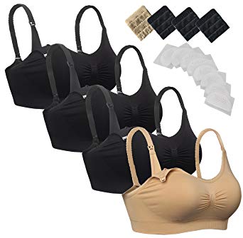 iLoveSIA Womens Seamless Sleep Nursing Bra for Breastfeeding Clip Down Maternity Bras Pack of 4