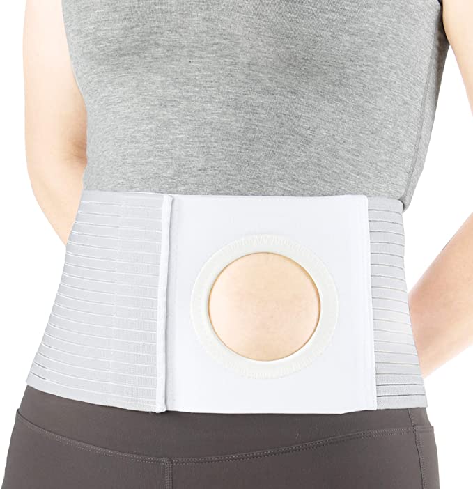 REAQER Adjustable Ostomy Hernia Belt (Hole 3.14") Unisex Stoma Support with Stoma Opening for Colostomy Bag to Prevent Parastomal Hernia (Waist/34.6-38.6")