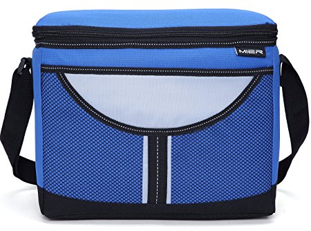 MIER Insulated lunch Box Bag Adult Men and Women Soft Cooler Bag with Shoulder Strap, Leakproof Liner, 16can(Blue)