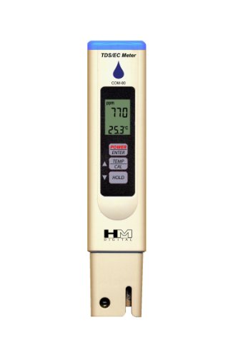 HM Digital COM-80 Electrical Conductivity EC and Total Dissolved Solids Hydro Tester 0-5000 ppm TDS Range 1 ppm Resolution - 2 Readout Accuracy
