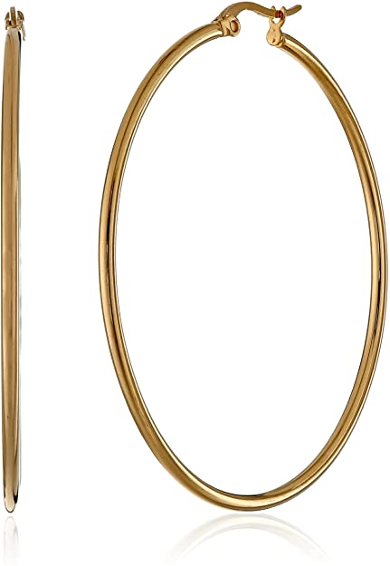 Amazon Essentials Plated Stainless Steel Rounded Tube Hoop Earrings