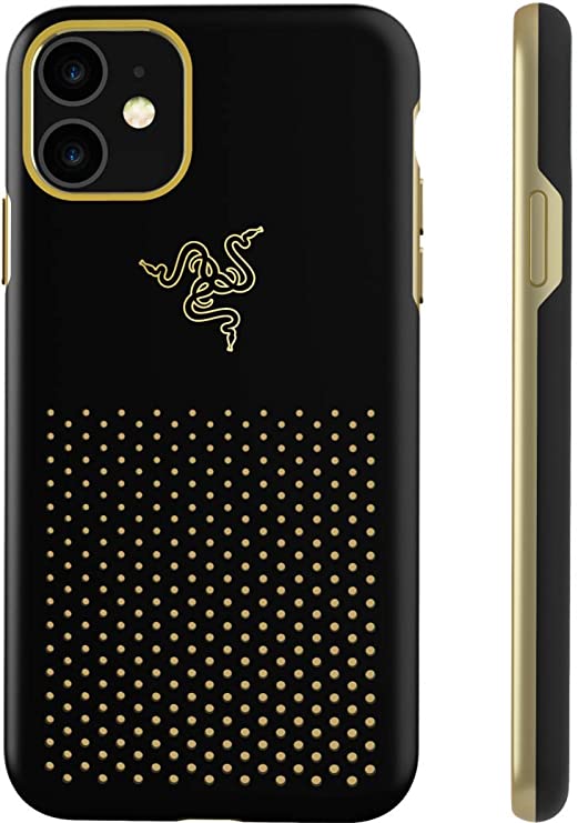 Razer Arctech Pro THS Edition for iPhone 11 Case: Thermaphene & Venting Performance Cooling - Wireless Charging Compatible - Drop-Test Certified up to 10 ft - Black Gold