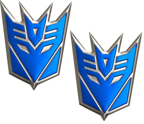 Transformers Decepticon Pair Aluminum Medium Emblems in Blue (2)