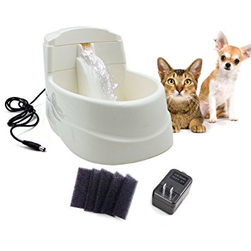 Tri-polar 63oz Pet Water Fountain Fresh Flow Waterfall Style Eco-Friendly Cat Water Fountain and Pet Safe Drinkwell PP Dog Drinking Fountain Drinking Bowl Dog Water Dispenser for Improved Health