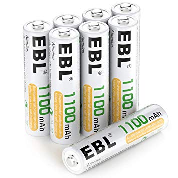 EBL 8 Pack 1100mAh AAA Ni-MH Rechargeable Batteries AAA (Typical 1100mAh, Minimum 1000mAh)