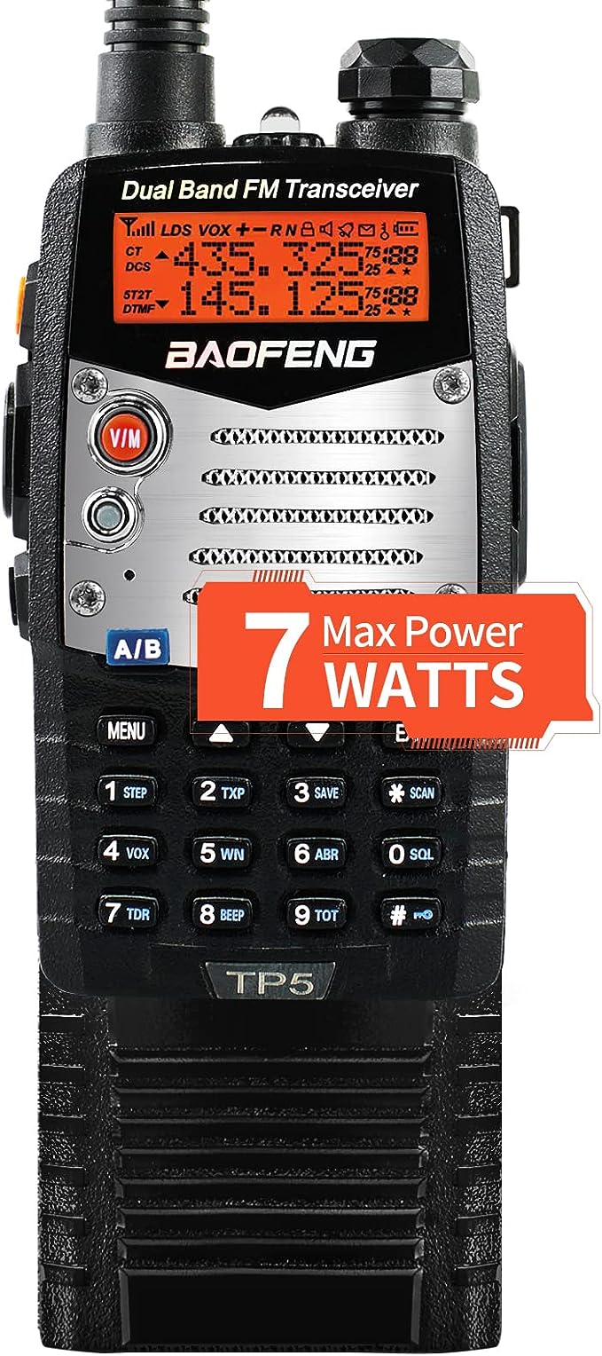 BAOFENG TP5 7W Ham Radio Walkie Talkies Long Range with Rechargeable 3800mAh Li-ion Battery