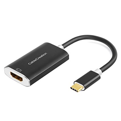 USB-C to HDMI 4K @60Hz, CableCreation Type C to HDMI Adapter, Thunderbolt 3 Compatible, Male to Female, Only Support DP Alt Mode,for MacBook Pro/MacBook/iMac 2017/Chromebook Pixel/XPS 13, Black/10 CM