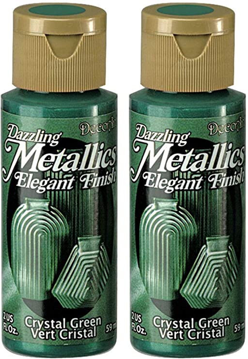 2-Pack - DecoArt Dazzling Metallics Acrylic Colors - Crystal Green, 2-Ounces Each