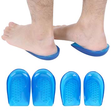 O/X Leg Correction Insoles, Silicone Gel Foot Orthotic Arch Support Shoes Insert Pads Heel Cup(L(41-46))