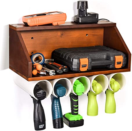 Power Tools Storage Drill Charging Station Organizers Cabinets, Drill Charging Station, 5 Drill Hanging Slots, Wall Mount Screwdriver Drill Organizer Drivers Storage Dock Widened Room Craft Organizer