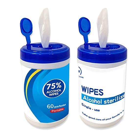Disinfectant Wipes, 60Pcs/Box 75% Alcohol Wet Wipes Cleaning Wipes for Tourism, Hotel, Restaurant, Home, Office, Car, Toy
