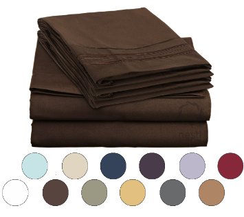 Bed Sheet Bedding Set, 100% Soft Brushed Microfiber with Deep Pocket Fitted Sheet - KING - CHOCOLATE BROWN - 1800 Luxury Bedding Collection, Hypoallergenic & Wrinkle Free Bedroom Linen Set