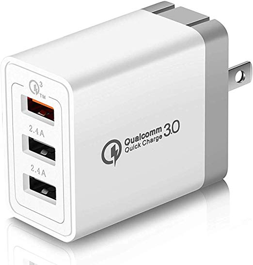 Quick Wall Charger 30W 3-Ports 3.0 Portable Travel Fast USB Charger Adapter Plug Desktop Charge Station for iPhone Xs Max X 8 7 6S Samsung Galaxy S10 Plus LG Google and More (QC 3.0   2.4A 2USB)