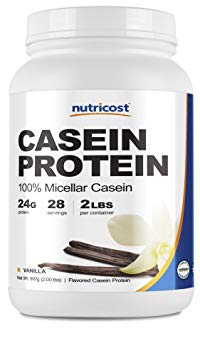 Nutricost Casein Protein Powder 2lb Vanilla - 100% Micellar Casein