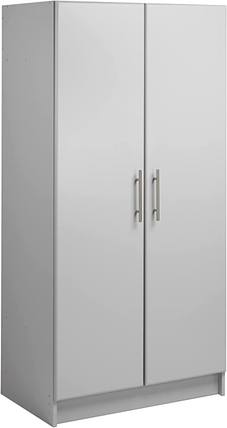 Prepac Elite 2 Door Wardrobe Cabinet, 32" W x 65" H x 20" D, Light Gray
