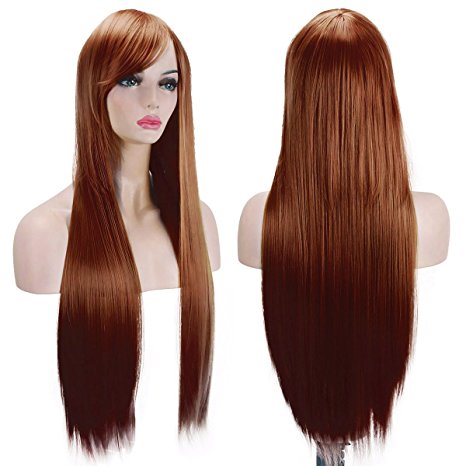 AKStore Wigs 32" 80cm Long Straight Anime Fashion Women's Cosplay Wig Party Wig With Free Wig Cap(Brown)
