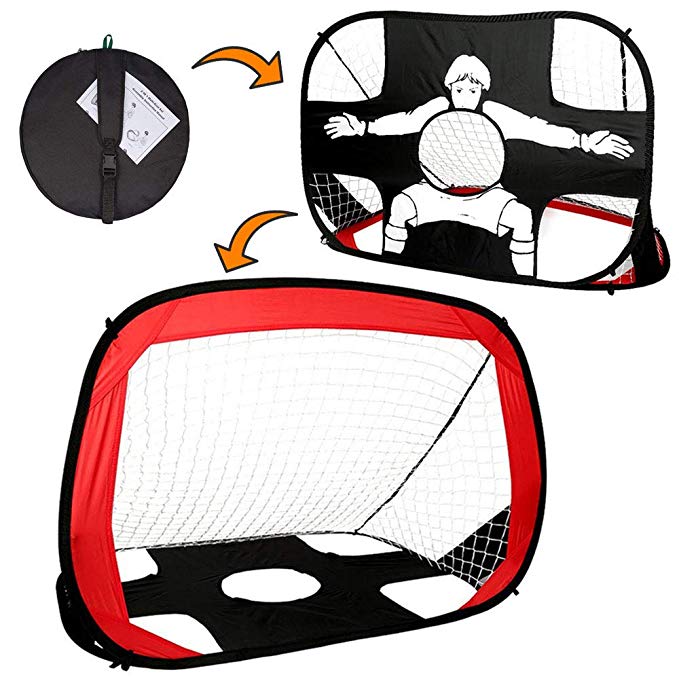 Clevr 2-in-1 Pop Up Goal Net w/case Football Soccer Hockey Sports Foldable Portable Goal net for Kids