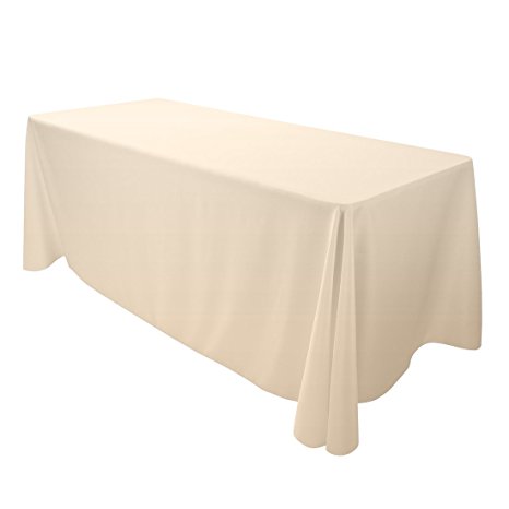 E-Tex 90x132-Inch Polyester Oblong Tablecloth Fit for Rectangular Table Beige