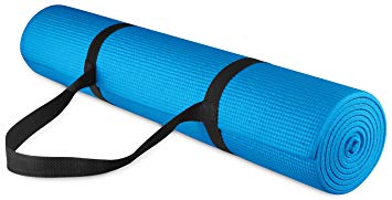 BalanceFrom GoYoga All Purpose High Density Non-Slip Exercise Yoga Mat with Carrying Strap, 1/4", Blue