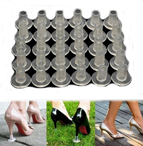 Flyusa 10 Pairs Cylinder Shape High Heel Protectors Shoes Stopper Cover Clear -Walk Safely on High Heels Shoe Cover,Fits for Heel Size 0.39 inch