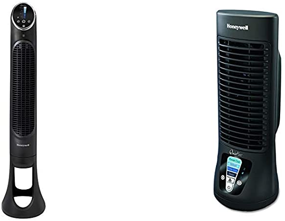 Honeywell QuietSet Whole Room Tower Fan-Black, HYF290B, Black, Black &  QuietSet Mini Tower Table Fan, HTF210B, 1 Pack, Black