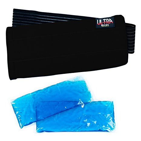 Ultra Brisk Hot Cold Therapy Wrap (Black) - 2 Reusable Ice Gel Packs with Adjustable Straps - Gives you the pain relief fast!