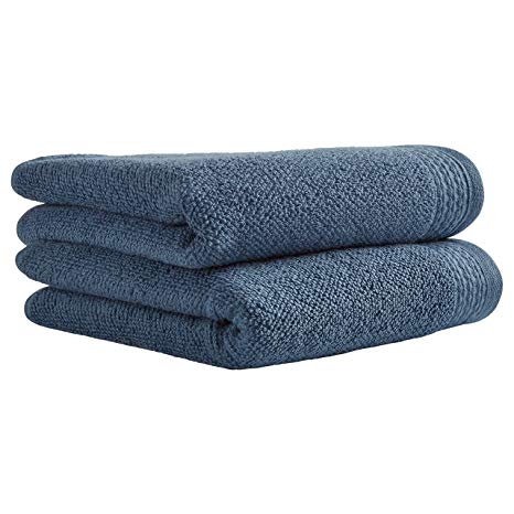 Rivet Popcorn Texture Organic Cotton Hand Towel Set, 2-Pack, Ocean