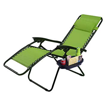 Goplus Folding Zero Gravity Reclining Lounge Chairs Outdoor Beach Patio W/Utility Tray (Green)