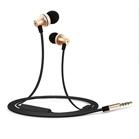 In-Ear Earphones Headphones, Gaoye G1000 3.5mm Jack HD Stereo Wired Earphones with Mic Gold-plated Noise Cancelling Sweatproof Headphones Stereo Earbuds 1.2M (G1)
