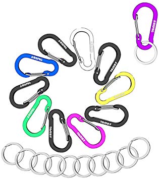 WAPAG Carabiner Clip Keychain Aluminum Strong Lightweight 5CM / 2Inch Small Caribeaner Keyrings Mini Spring Hooks for Small Items Keys, Home Camping Hiking Traveling Fishing