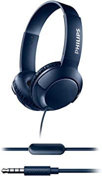 Philips Audio SHL3075BL BASS  On-Ear Headphones with Mic (Sound Isolation, Flat Folding) - Blue One Size