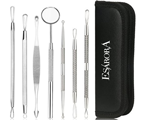 ESARORA Blackhead Remover, Pimple Remover Set of 7 Professional Pimple Exctractor Tools More Easy to Remove Blackhead Acne Pimple and Facial Blemish (style2)