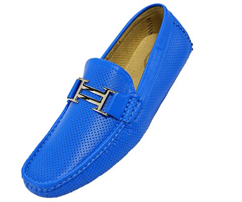Amali Men’s Perforated Smooth Driving Moccasin Casual Loafers Driver Shoe Style Harry