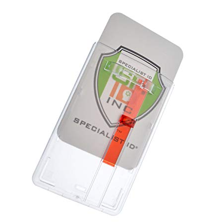 Frosted Vertical Rigid Badge Holder I.D. Card Dispenser with Easy Access Red Extractor Slide by Specialist ID, Sold Individually
