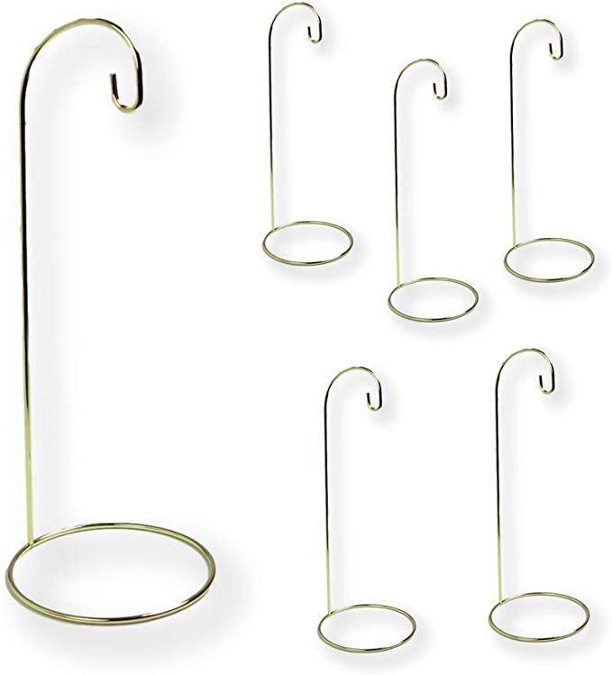 BANBERRY DESIGNS Gold Ornament Holders - Set of 6 Ornament Stands - 11-Inch - Collectible Ornament Display