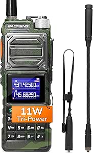 BAOFENG UV-25 Tri-Power Ham Radio Handheld, 11W Long Range Two Way Radio, UHF VHF MW FM Air NOAA Multi-Band Receiver, 5200mAh BatteryType-C Charging, Tactical Gooseneck Antenna & Whip Antenna, 999CH