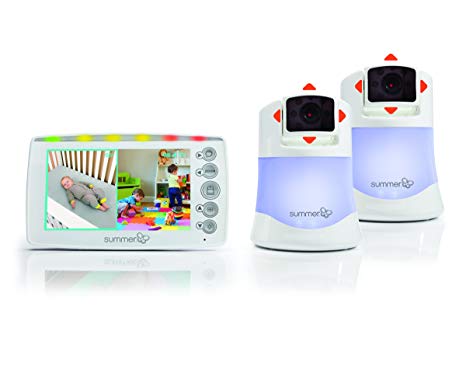 Summer Infant 2 Camera Video Baby Monitor Side-by-Side Display on 5 inch Parent Unit. Multi-Room Temperature Monitoring