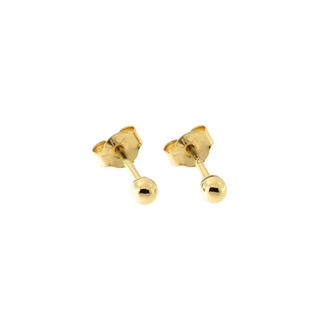 14k Yellow Gold Ball Stud Earrings, 2mm