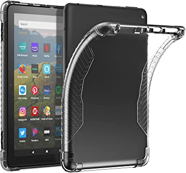 MoKo Case Compatible with Amazon Fire HD 8 & 8 Plus Tablet (10th Generation, 2020 Release), Ultra Clear Soft Flexible Transparent TPU Skin Bumper Back Cover Shell, Clear