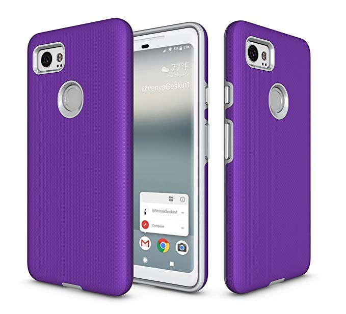 Bear Motion for Google Pixel 2 - Shockproof TPU/PC Fusion Cover Case for Google Pixel 2 (Purple)
