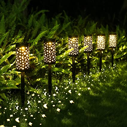 Solar Garden Lights, OxyLED 6 Pack Waterproof Solar Garden Lights with Stake and Handle, Dusk to Dawn Auto On/Off Garden Lights for Garden Backyard Patio Pathway Christmas Decorations(Warm White)