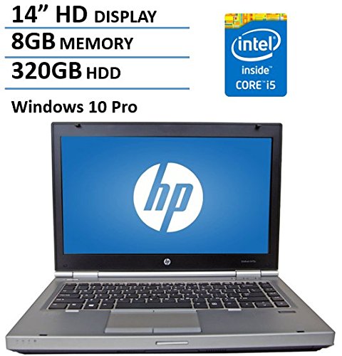 HP 14" HD Elitebook 8470P Business Laptop Computer, Intel Dual Core i5 2.6Ghz Processor, 8GB Memory, 320GB HDD, DVD, VGA, RJ45, Windows 10 Professional (Certified Refurbished)