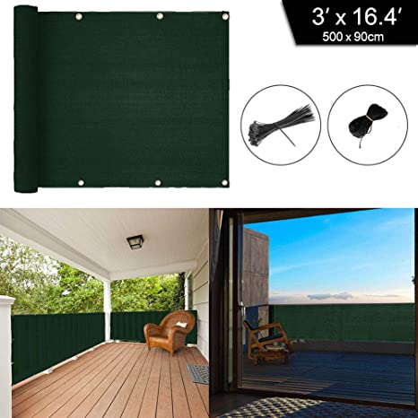 zimo Balcony Privacy Shield UV Protection Opaque Weather-Resistant Balcony Cover 3×16.4' (Green)
