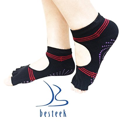 Besteek Yoga Pilates Non Slip Fingerless Socks and Gloves