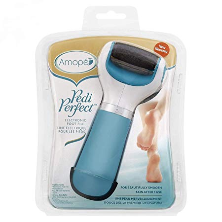 Amope Pedi Perfect Electronic Foot File, Foot File, Callus Remover for Feet, Hard and Dead Skin (Blue Gadget). Perfect for In-home Pedicure for Baby Smooth Feet. Battery Operated. 1 Count