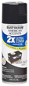 Rust Oleum 280721 American Accents Ultra Cover 2X Spray Paint, Semi-Gloss Black 12-Ounce