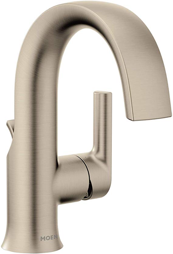 Moen S6910BN Doux One-Handle High Arc Laminar Stream Bathroom Faucet, Brushed Nickel