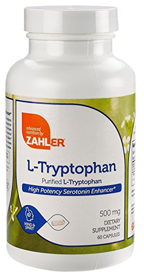 Zahler L-Tryptophan 500mg Supplement, Supports Sleep Mood and Relaxation, Certified Kosher, 60 Capsules