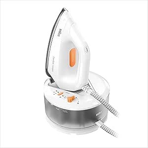 Braun CareStyle Compact IS 2132 Centrale vapeur– Fer à repasser avec semelle FreeGlide 3D Vapeur verticale 2400 W, Pression de pompe 5,5 bar, Effet vapeur 400 g/min, Grand réservoir d'eau 1,5 l, Blanc